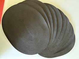 10 Platzsets oval schwarz