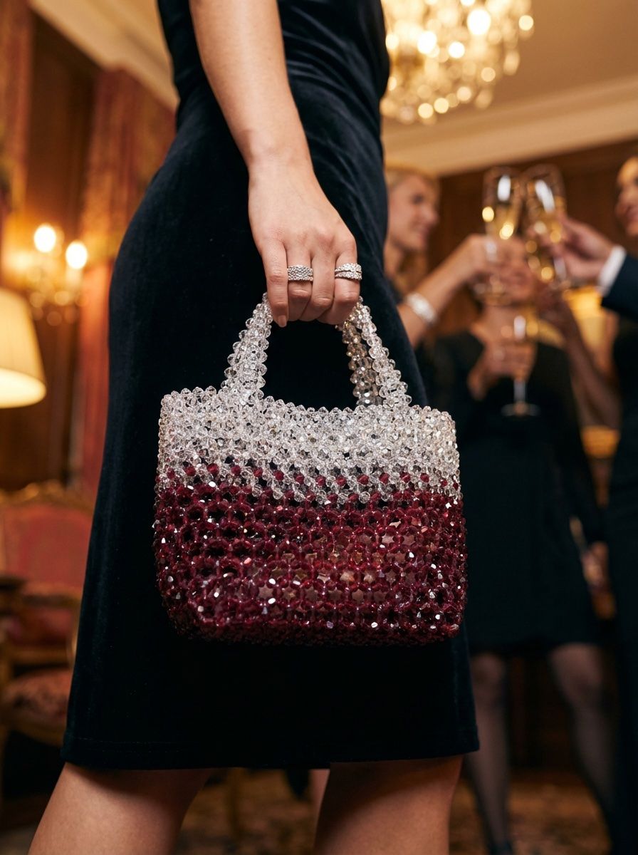Borse da donna: Handarbeit Glitzernde Handtasche aus Kristallperlen – Nuovo e nell'imballaggio originale da canobbio venduto da barbarb 1
