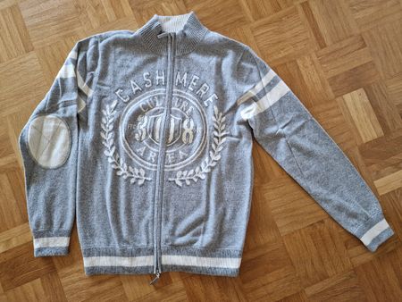 Herren Strickjacke FTC 100% Kaschmir Grau Grösse S/M