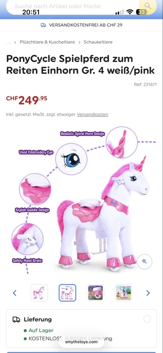 Giocattoli: PonyCycle Einhorn Gr. 4, gebraucht – Usato da Füllinsdorf venduto da Antonija85 2