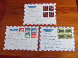 1Lot(3Stck) AIR MAILS von 1970/1971 nach BOSTON