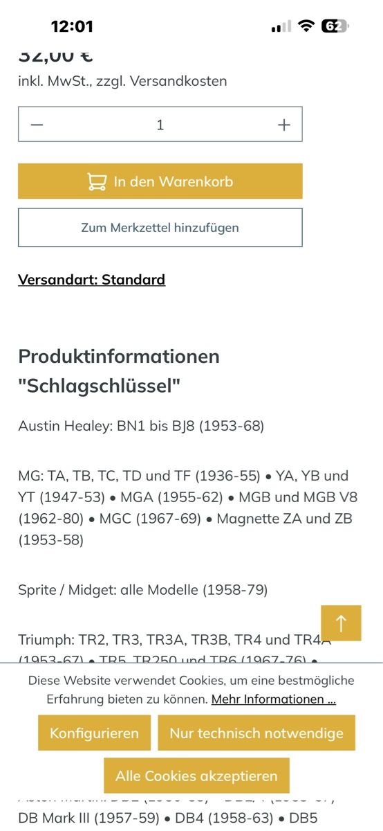 Tous les outils: Schlagschlüssel zu Healey, MG, Triumph – Neuf (Voir description) à Starrkirch-Wil par charlywatson 3