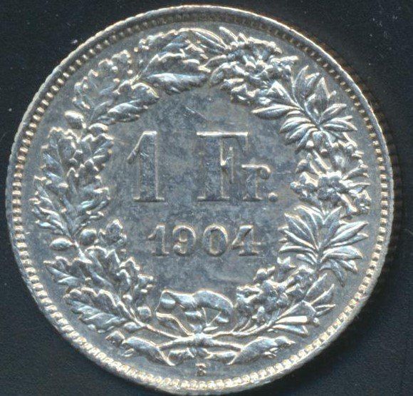 Tutti le monete: 1 Fr. 1904 -unz   rar – Usato da Roggwil BE venduto da Stampdealer3