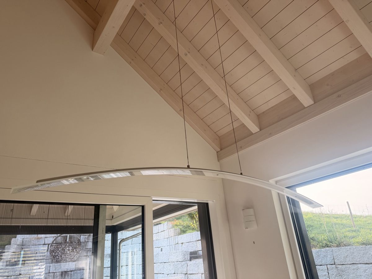 Lampade: Moderne Bogen Pendelleuchte aus Metall/Glas – Usato da Balterswil venduto da new_one-123