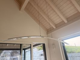 Moderne Bogen Pendelleuchte aus Metall/Glas