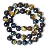 1 Strang natürliche dunkelblau-gelbe Tigeraugen Perlen 10 mm