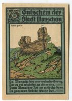 Notgeld "75 Pfennig.  Monschau 1921"