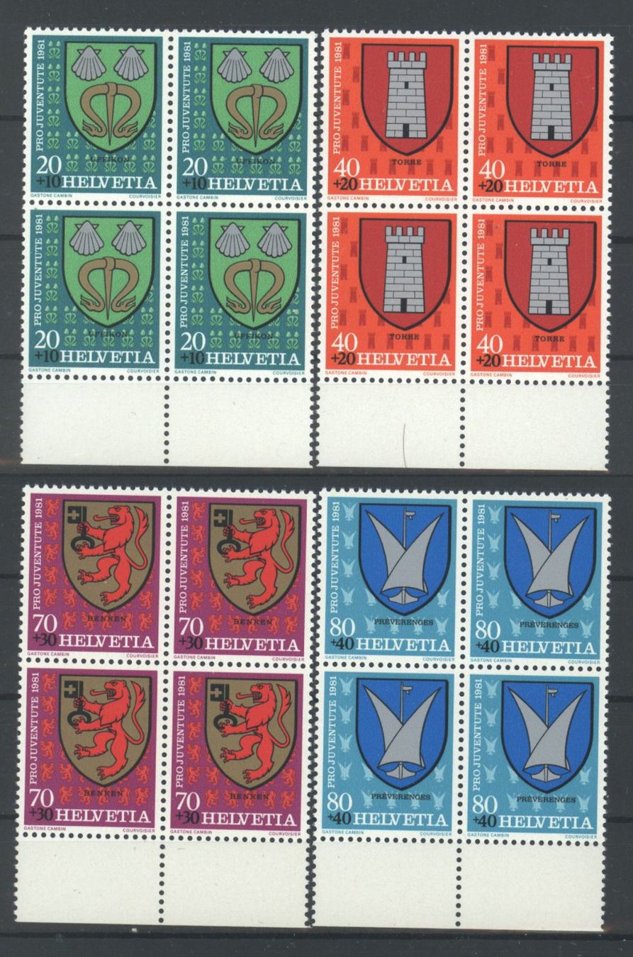 Alle Briefmarken: 1981, Pro Juventute, Viererblock ** – Gebraucht aus Willisau von Vollstempel