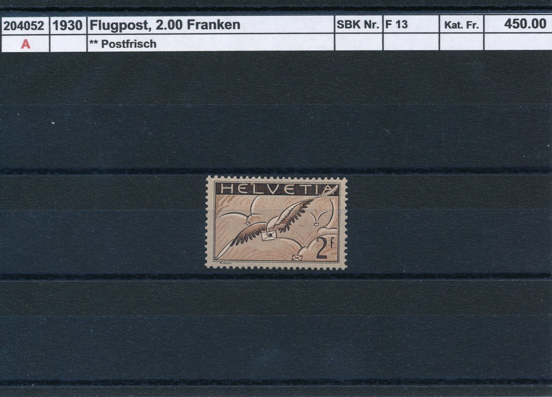 Tutti i francobolli: 1930 Flugpost - 2.00 Fr., ** postfrisch – Nuovo (secondo la descrizione) da Winterthur venduto da Zupogeru
