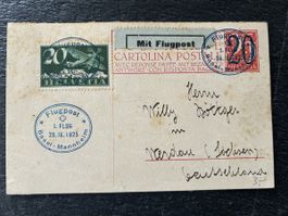 1925 carte postale 1. FLUG Basel-Mannheim