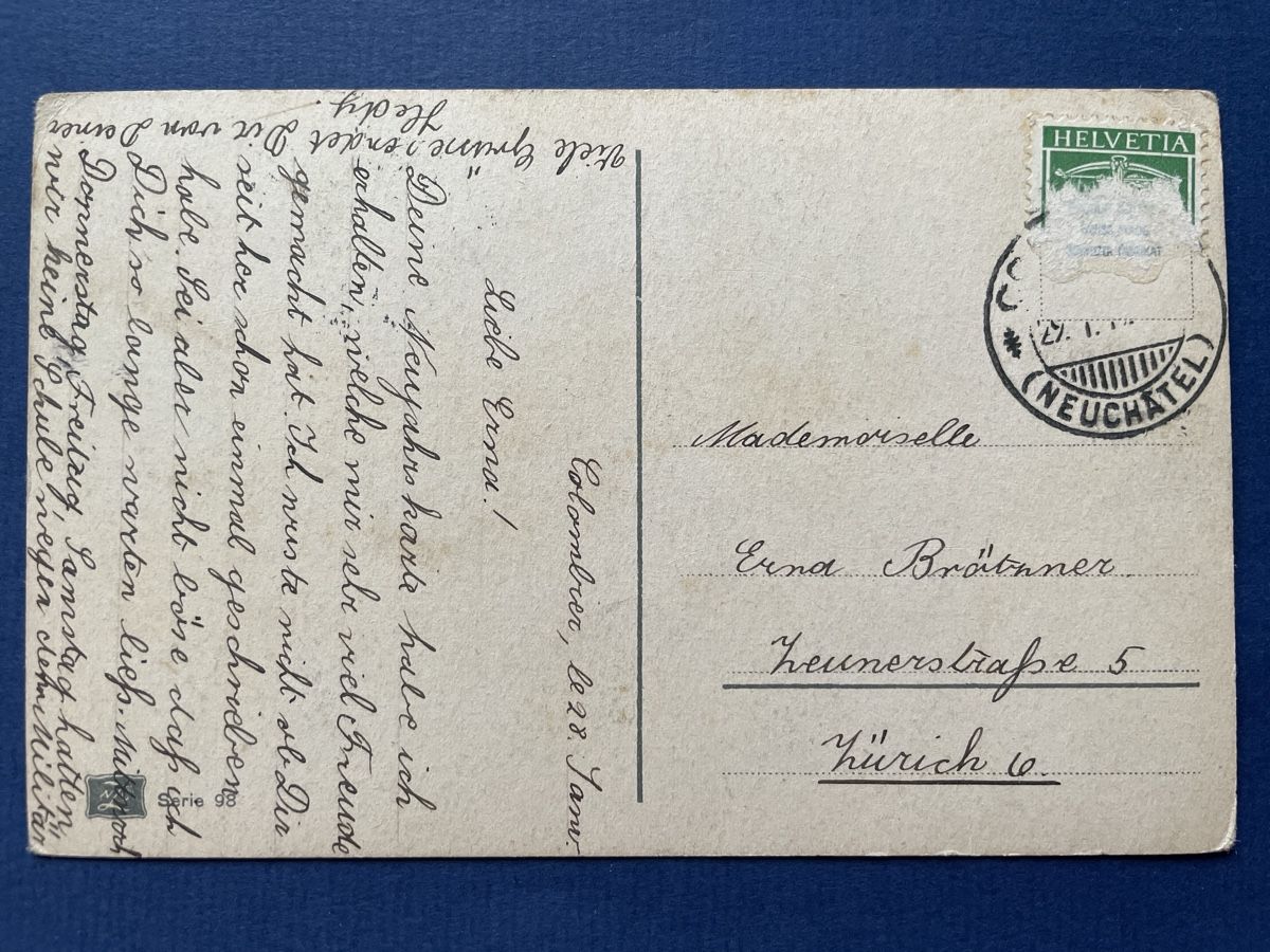 Cartoline postali: Alte Ansichtskarte von Neuchâtel gelaufen – Usato da Neuhausen am Rheinfall venduto da Arielle55 2