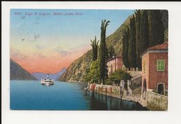AK 1925 Lago di Lugano, Oria mit Dampfschiff