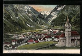 Goeschenen, Ortsansicht mit Kirche und G