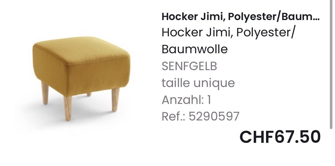 La Redoute Tabourets: Hocker Jimi Senfgelb Polyester/Baumwolle 1 Stk – D'occasion à Zürich par muk_8rws 1