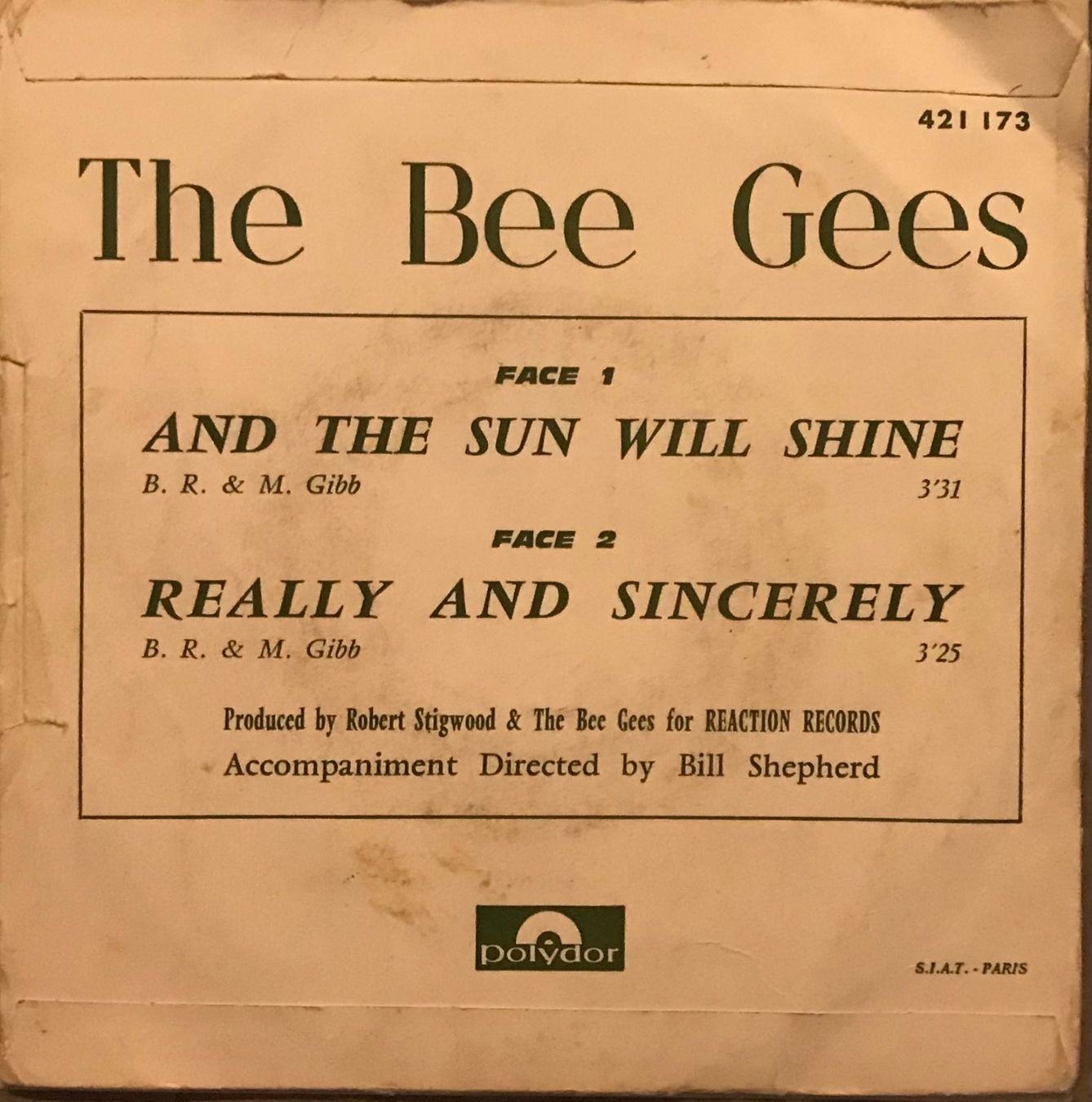 Dischi in vinile: THE BEE GEES - AND THE SUN WILL SHINE – Usato da Bussigny venduto da vinyl-pas-cher 1