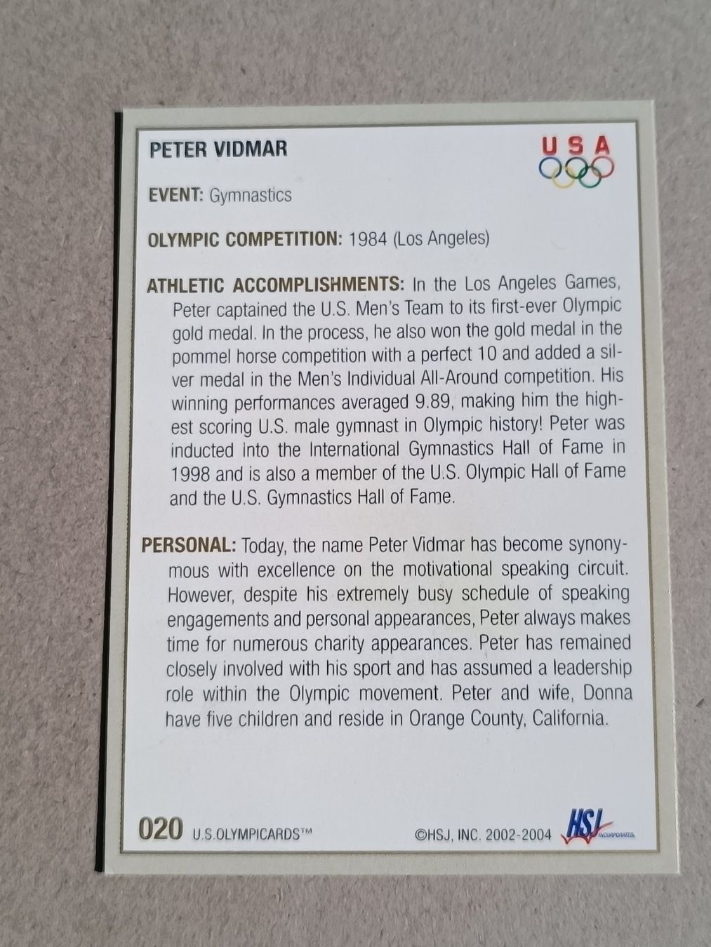 Autografi: Peter Vidmar - Olympia Gold - handsigniert – Usato da Menziken venduto da Artographs 1