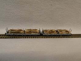2 Stk Rungenwagen SBB mit Holzstämmen