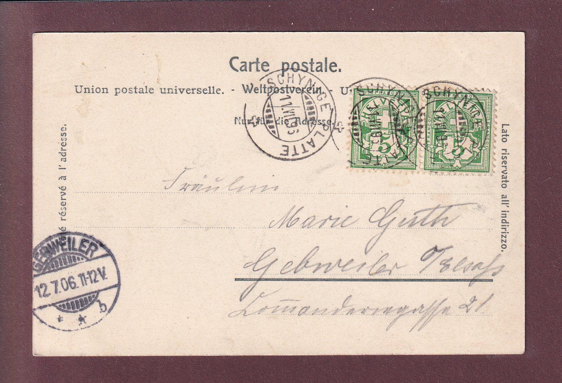 Ansichtskarten: SCHYNIGE PLATTE - Terrasse - Leute - 1906 – Gebraucht aus Pully von nicecards 1