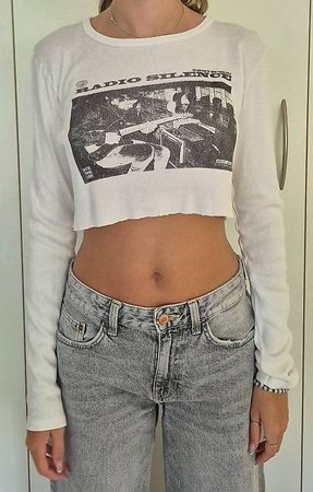 Longsleeve, weiss bedruckt, Gr. S (Einheitsgrösse)