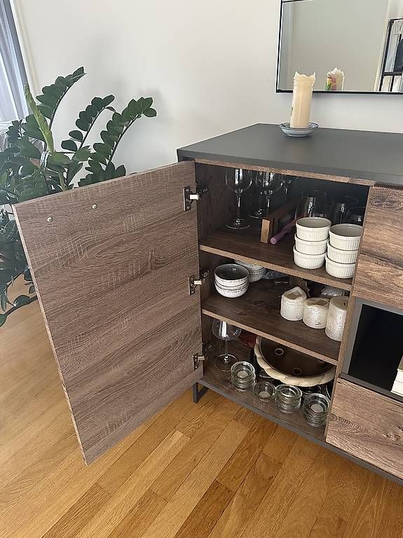 Cassettiere: Modernes Sideboard Holzoptik & Dunkelgrau – Nuovo (secondo la descrizione) da Zürich venduto da van_v5cq 3