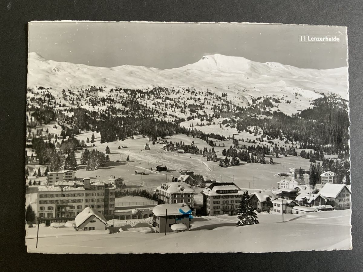 Cartoline postali: Ansichtskarte Lenzerheide Winter gelaufen 1957 – Usato da Binningen venduto da chr_cr5n