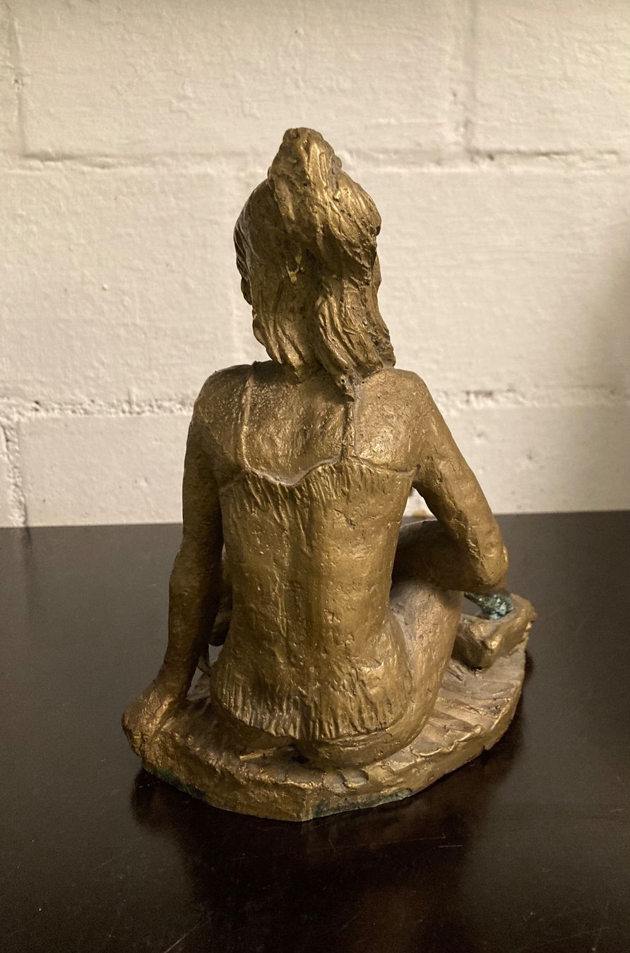 Statuette: Bronzefigur – Mädchen mit Katze – Usato da Riniken venduto da begeh-r-bar 2