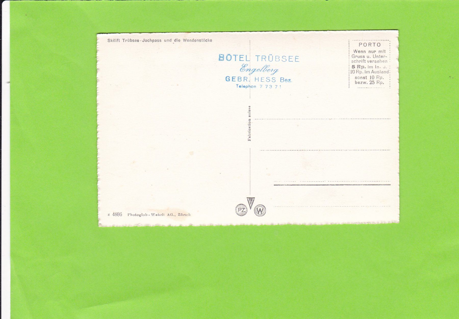 Cartoline postali: Skilift Trübsee-Jochpass – Usato da St. Peterzell venduto da neckertal 1