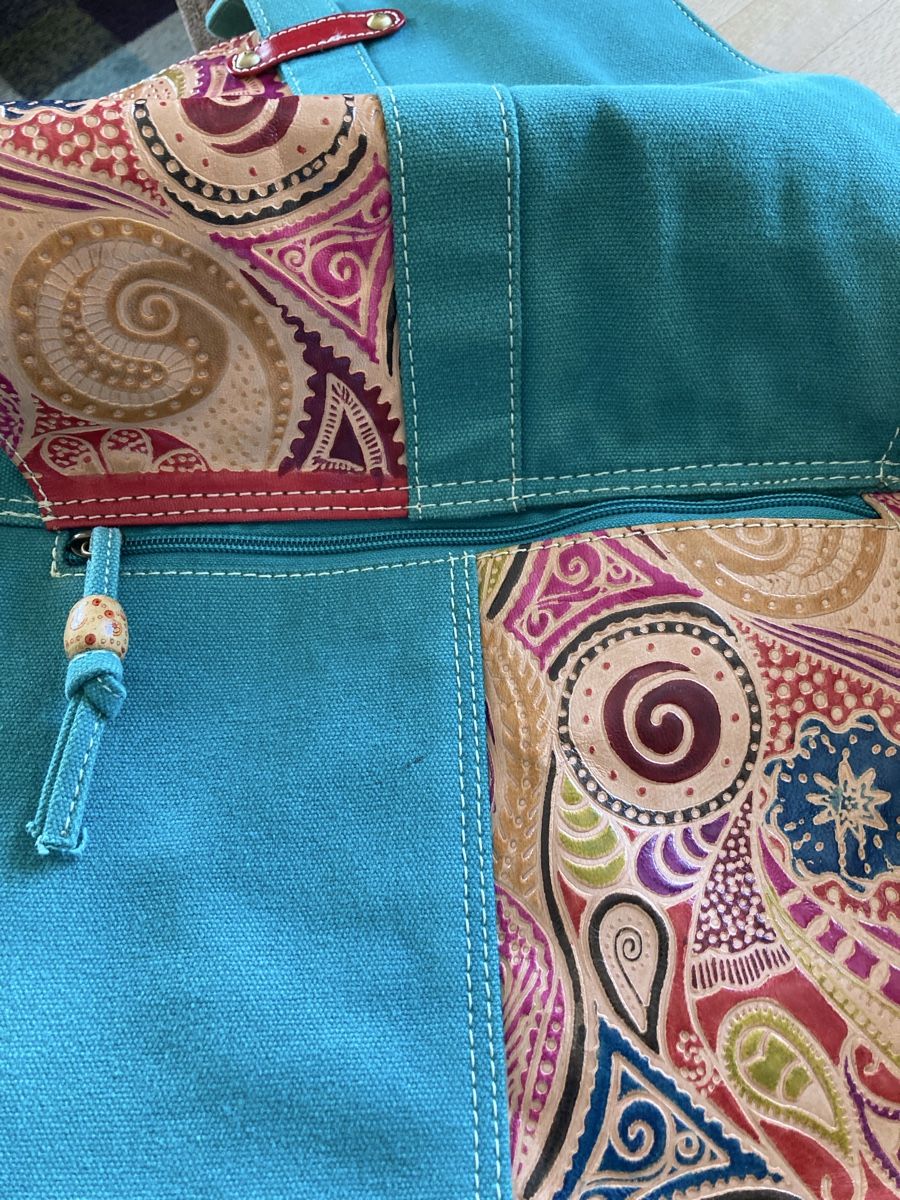 Borse da donna: Umhängetasche Canvas /Leder türkis – Usato da Schaffhausen venduto da christamawe 6