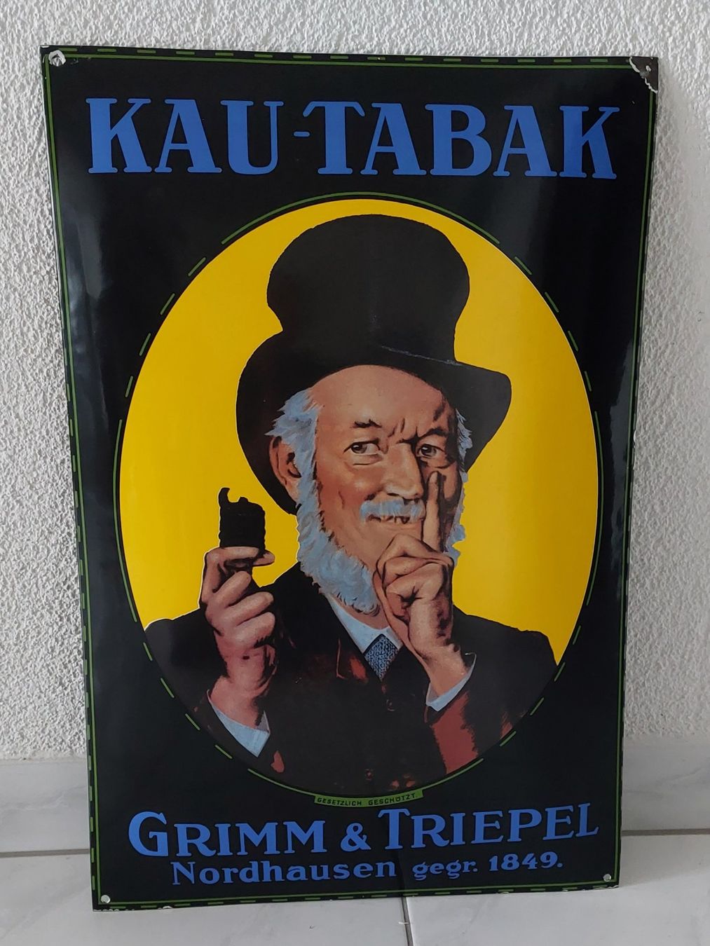 Marlboro Insegne: Emailschild Grimm & Triepel Kautabak Tabak plaque émaillée – Usato da Schenkon venduto da TG10
