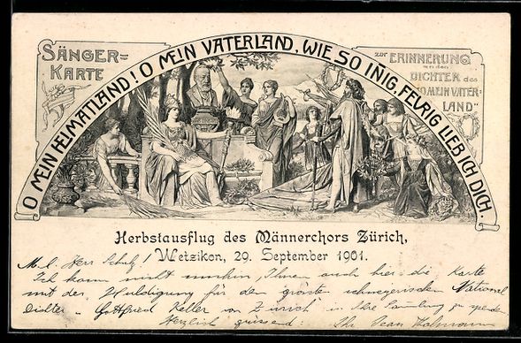 Ansichtskarten: Litho Wetzikon, Herbstausflug des Männe – Gebraucht aus Berlin von bartko-reher