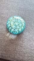 Vintage Glas-Briefbeschwerer / Paperweight mit Blumenmotiv