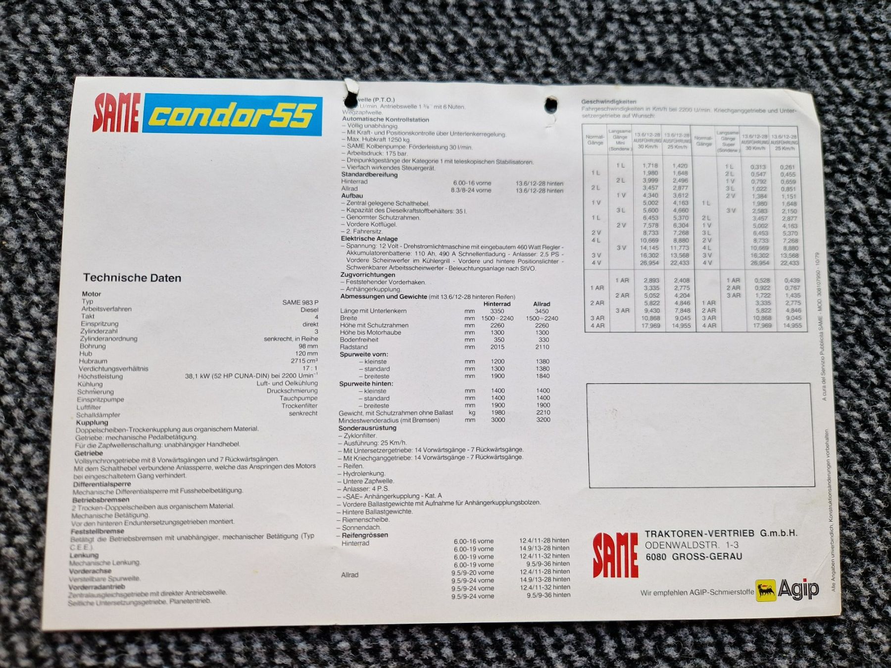 Same Traktoren: Original Prospekt SAME Traktor Condor 55 – Gebraucht aus Dürnten von Bachtel84 1
