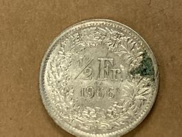 SVIZZERA 1/2  FR MONETA IN ARGENTO 1966 usata - circolata