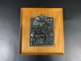 ⭐ Zugsplakette, Basler Fasnacht 1967 mit Holzrahmen