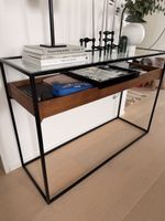 Konsole Portland Schwarz Stahl/MDF/Glas 120 cm