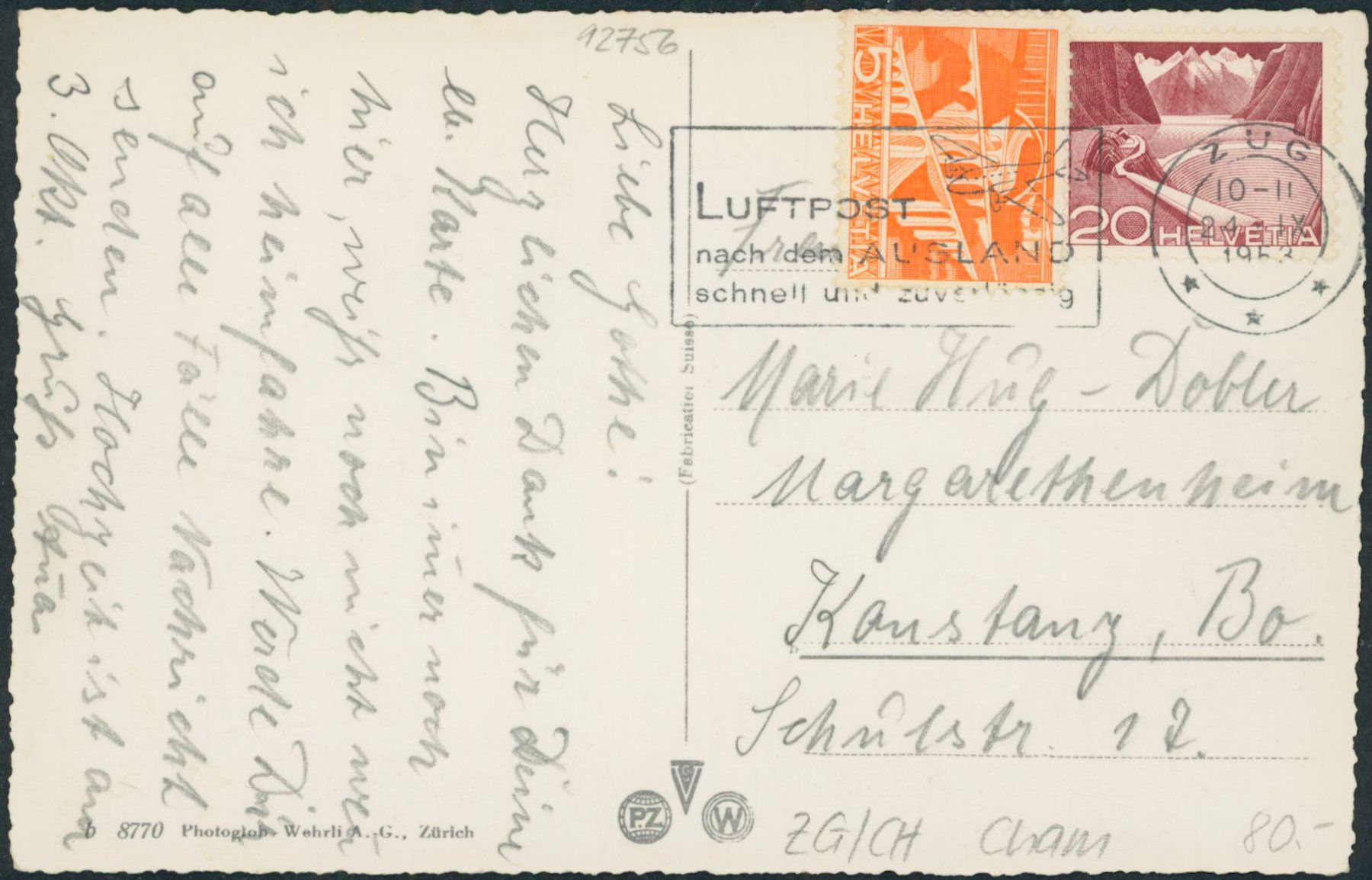 Cartoline postali: ZG Cham – Usato da Schindellegi venduto da stationary 1