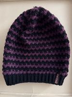 Beanie-Mütze in Schwarz und Lila - neuwertig 
