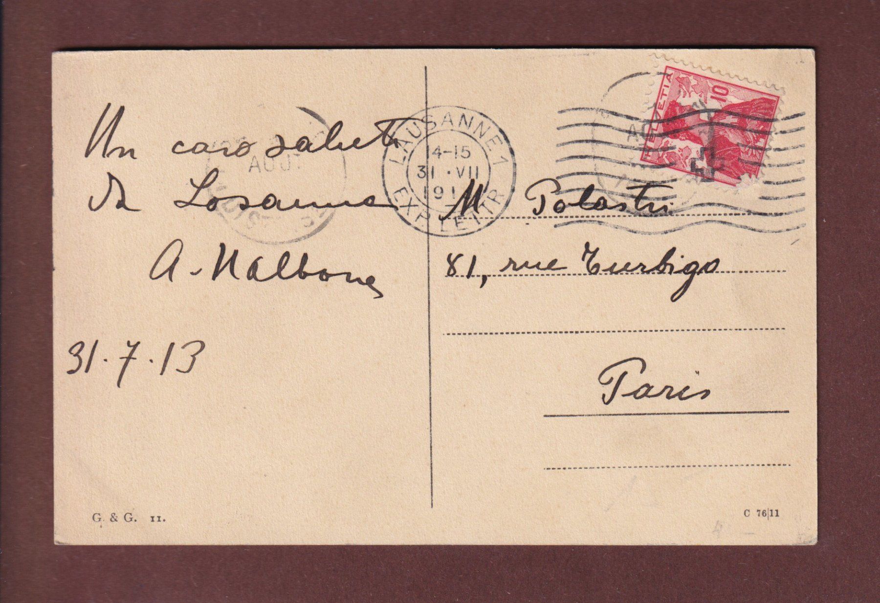 Cartes postales: LAUSANNE - Bel-Air - Auto - 1913 – D'occasion à Pully par nicecards 1