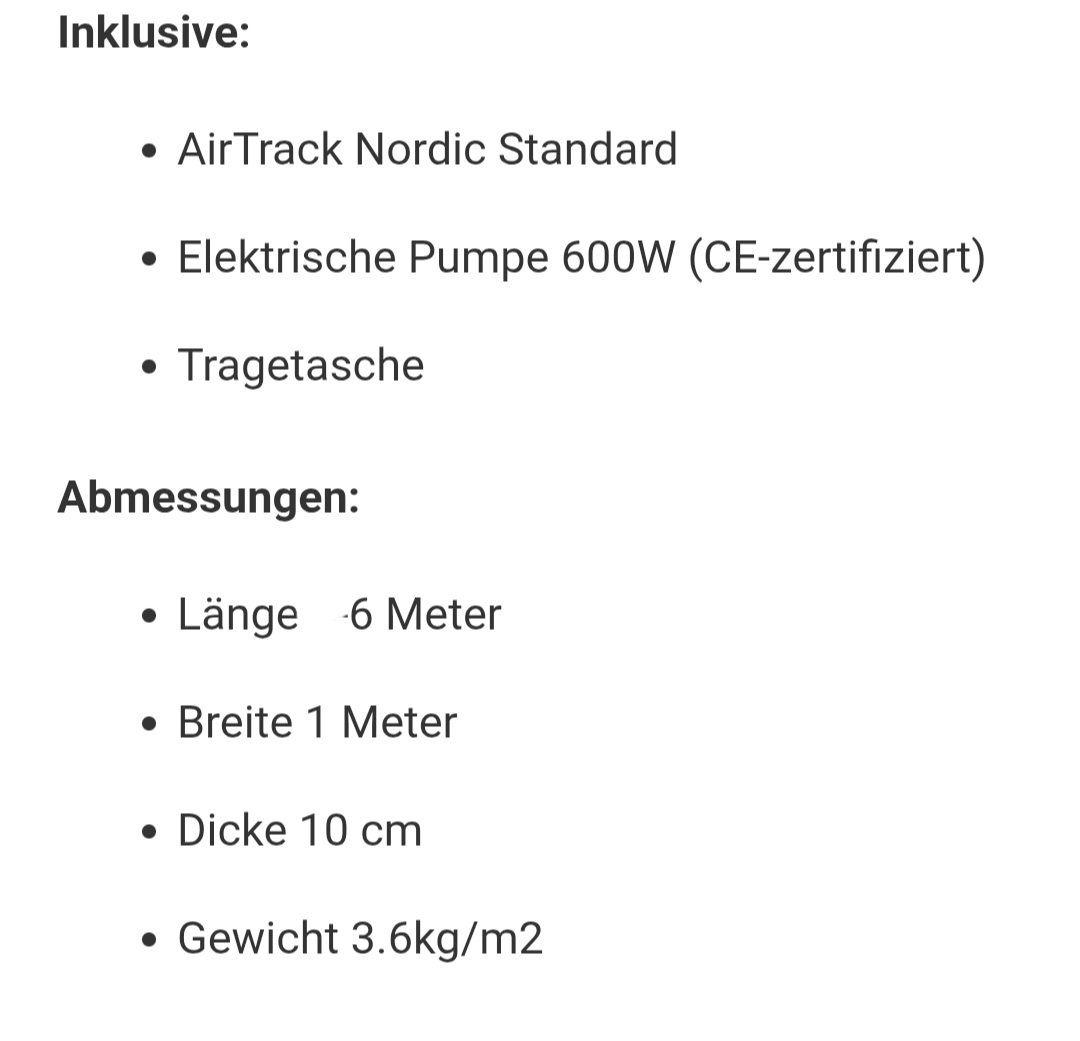 Tappetini fitness: Airtrack nordic standard 6M – Usato da Hausen am Albis venduto da Ramonya 2