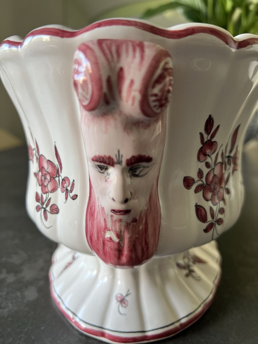 Vasi & Recipienti: Jardinière en faïence finement décorée de fleurs polychromes – Usato da Nyon venduto da stylevintage79 2