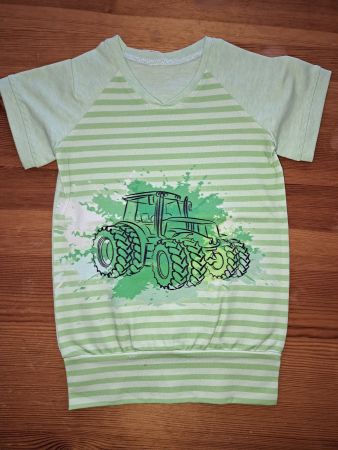 Kinder T-Shirt Traktor grün gestreift Grösse 86 NEU