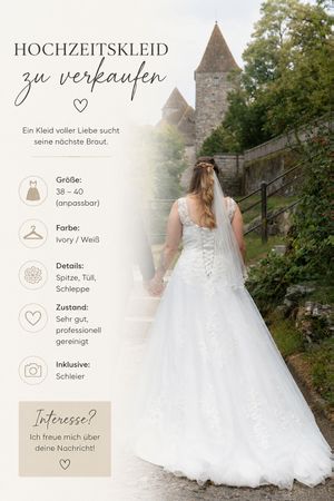 Brautkleid Grösse 38-40 Ivory Weiss 