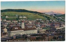 St. Gallen, Neuer Bahnhof und Säntis, um 1915