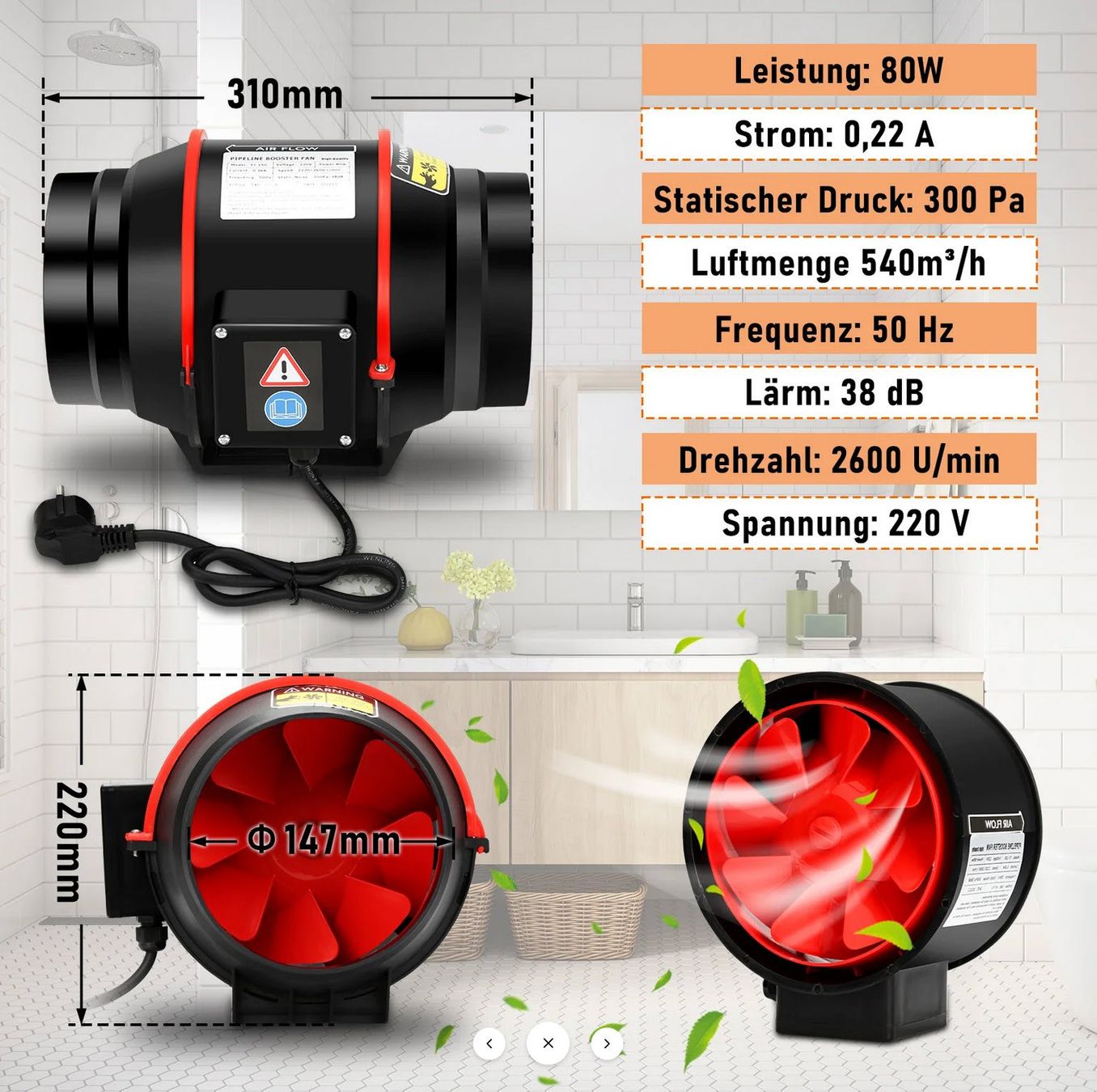 Luftreiniger: Rauchabzug Rohrventilator 100mm Growbox Ventilator – Neu und originalverpackt aus Schaffhausen von  5
