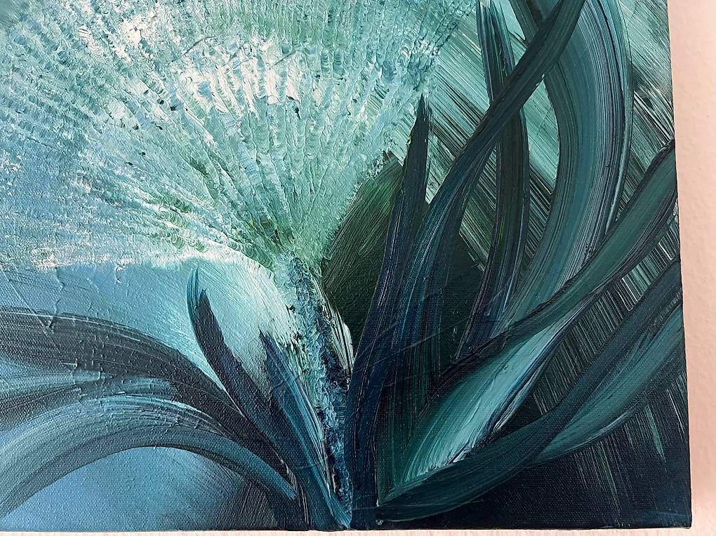 Dipinti: 40x40cm Bild grünblau "Morgentau" – Nuovo e nell'imballaggio originale da Urdorf venduto da manuela4 4