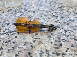 Brosche Violine Bernstein 925 Silber broschiert guter Zustan