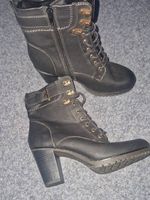 Schwarze Damen Winterstiefel mit Absatz Gr. 39