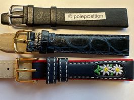 3 Stück 16mm Uhrenarmband Leder, gemischt, Uhrenband