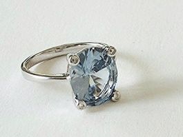 Eleganter Silber 925 Aquamarin Ring - Neu