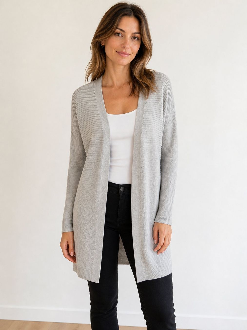 Jacken: Street One Strickjacke Longjacke Gr. 36 hellgrau Viskose – Gebraucht aus Kirchdorf AG von coco123